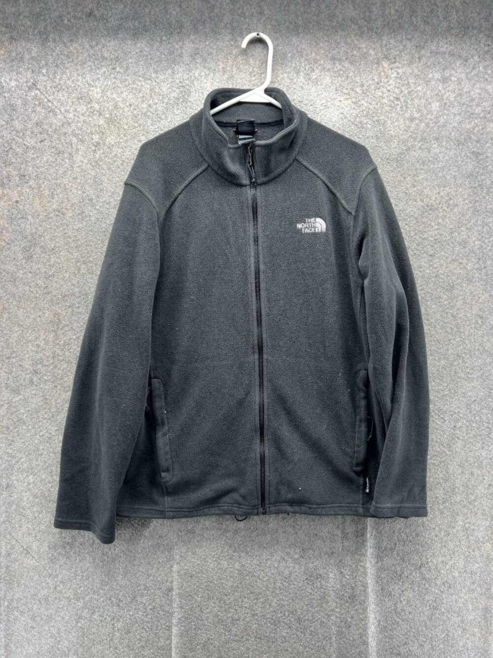 The North Face Jacket Men Large Gray Full Zip Fleece Pockets Outdoor Warm